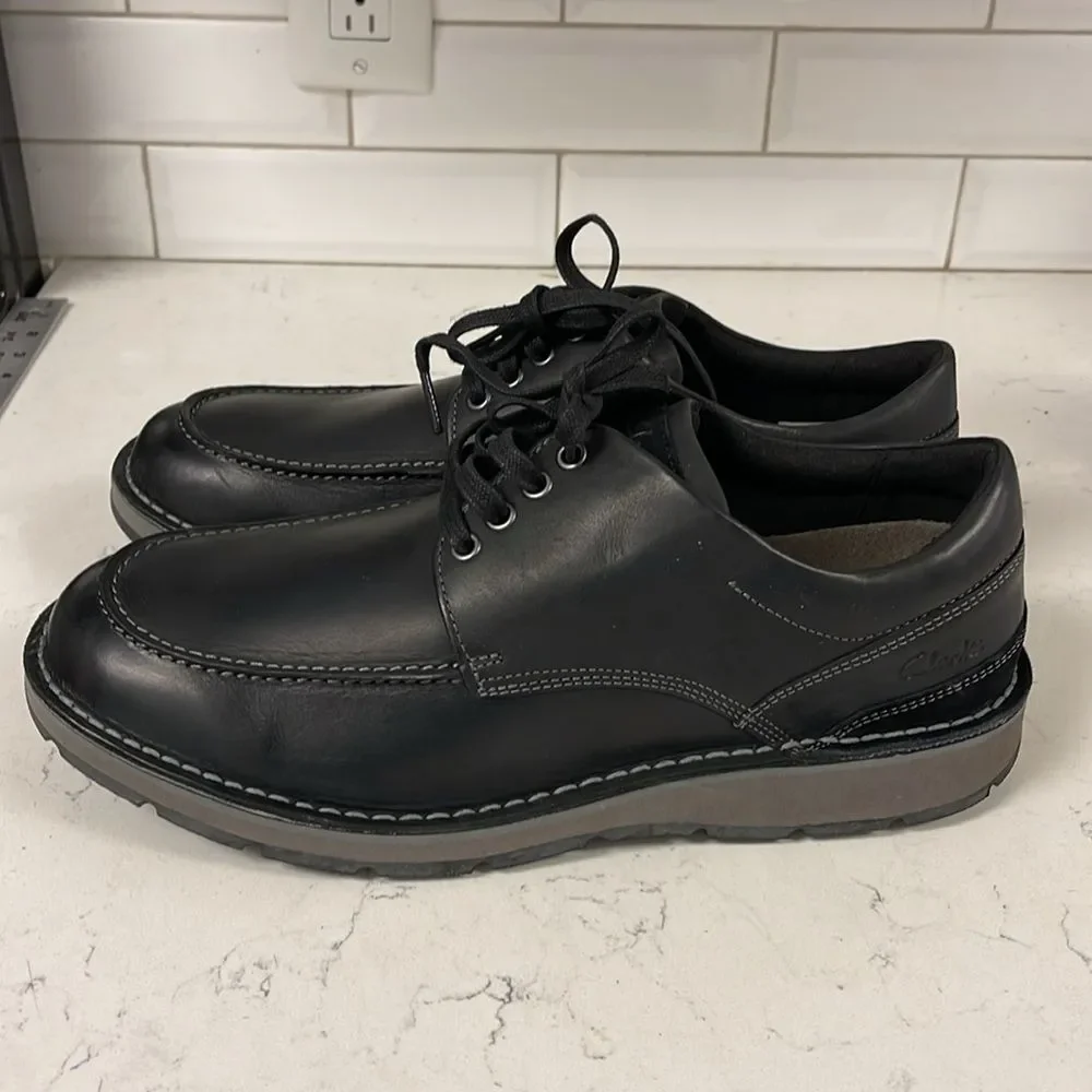 Clarks Gravelle Low Shoes Black Leather Men's Shoes Size 13 Wide ?